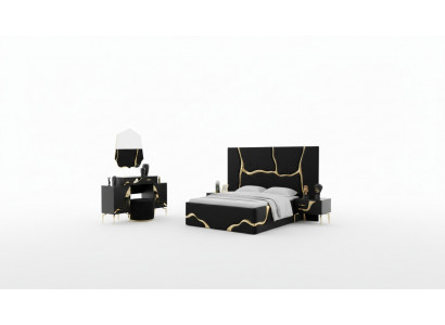 Luxury bedroom furniture bed with golden snake pattern beds 200x200