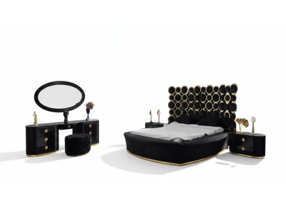 Complete bedroom set luxury bed 2x bedside tables dressing table mirror 5-piece