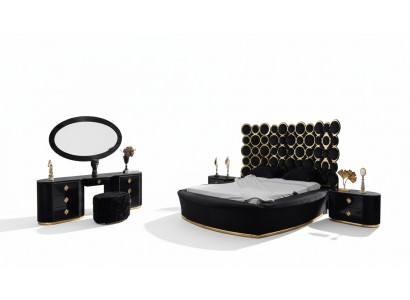Complete bedroom set luxury bed 2x bedside tables dressing table mirror 5-piece