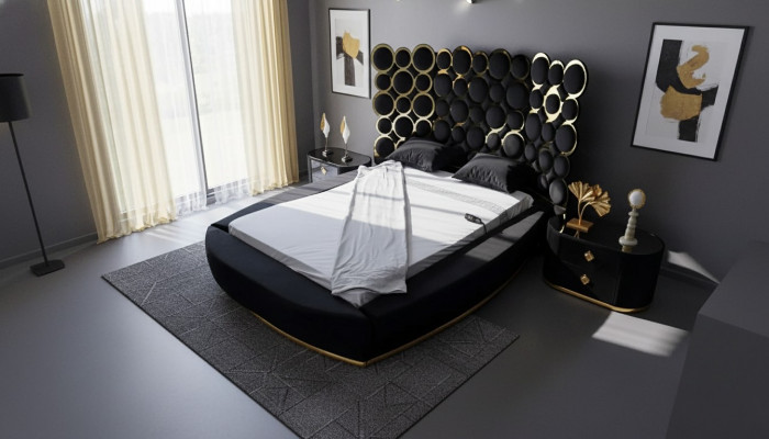 Designer bed luxury textile beds bedroom double bed 200x200cm bed frame
