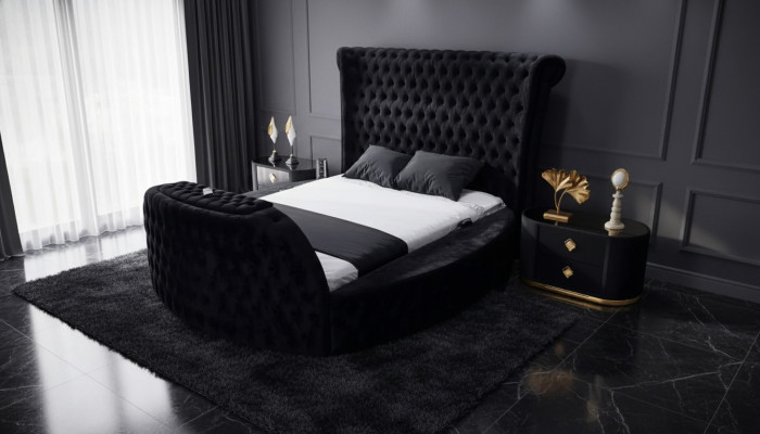 Bed black Chesterfield modern hotel bed double bed modern upholstered bed