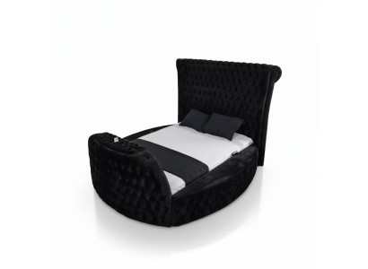 Modern Chesterfield bed in luxurious black color