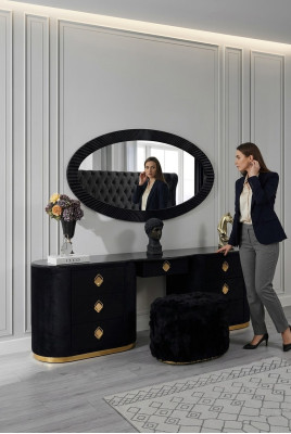Oval vanity table console table with stool bedroom tables dressing tables