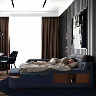 Multifunction Bed Double Beds Modern Bed Frame Beds 200x200cm Hotel New