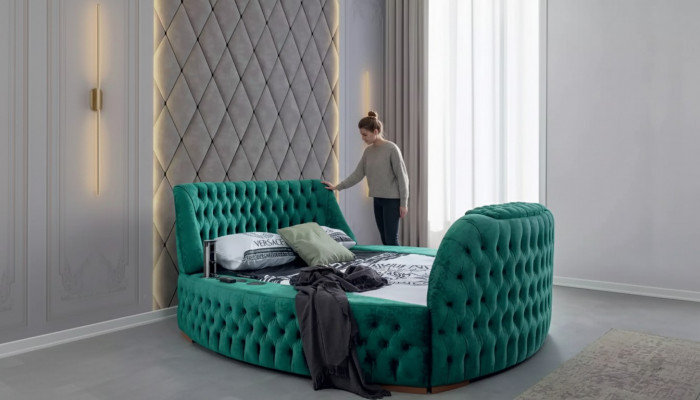 Chesterfield Bed Furniture Double Beds Green Round Beds Luxury Hotel with Elevator