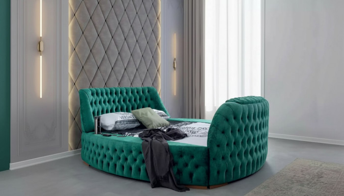 Chesterfield Bed Furniture Double Beds Green Round Beds Luxury Hotel with Elevator