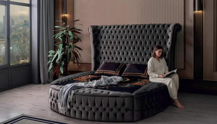Chesterfield Bed Upholstered Bed Luxury Bedroom Design Beds Textile Velvet New