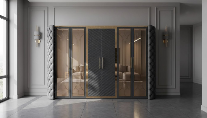 Wardrobe Closet Chesterfield Designer Cabinets Upholstered 315cm