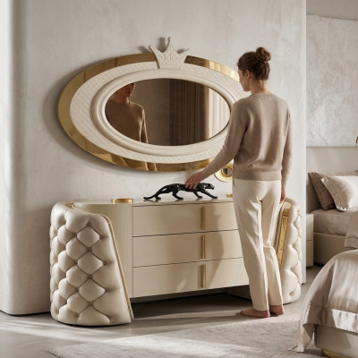 Makeup table mirror luxury console dresser bedroom wood modern design