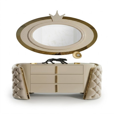 Makeup table mirror luxury console dresser bedroom wood modern design