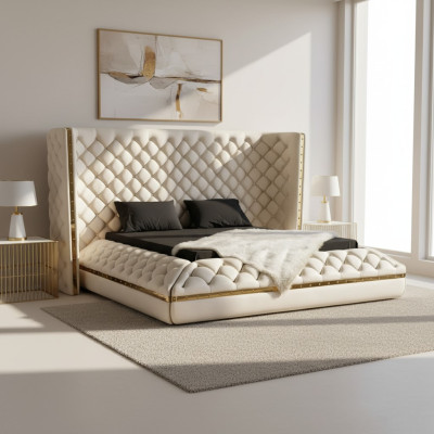 Bed white Chesterfield modern hotel bed double bed new modern bed