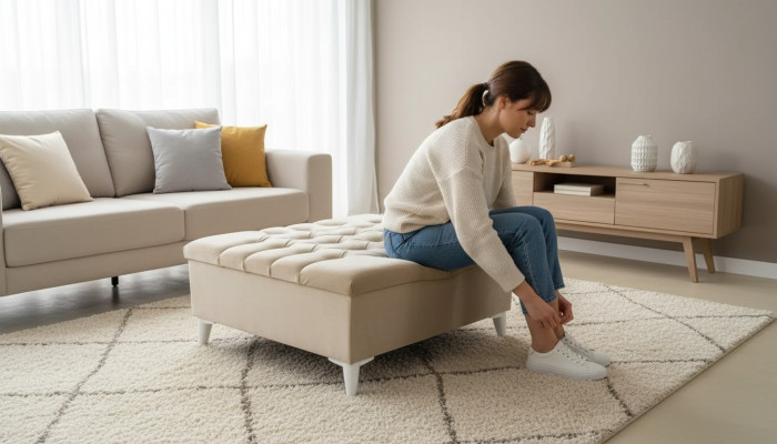 Design stool design upholstered footstool ottoman seat textile chaise lounge