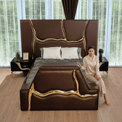 Bedroom Bed 2x Nightstands Luxury Bed Set Complete Design Furniture 3 pcs.