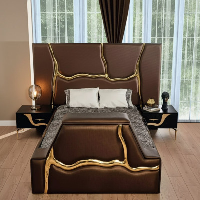 Bedroom Bed 2x Nightstands Luxury Bed Set Complete Design Furniture 3 pcs.