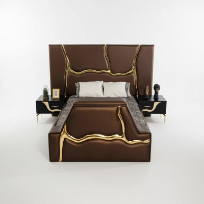 Bedroom Bed 2x Nightstands Luxury Bed Set Complete Design Furniture 3 pcs.