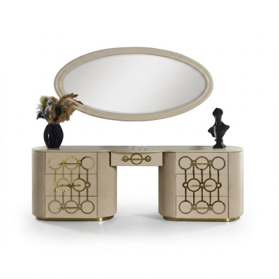 Designer set of dressing table and mirror for the bedroom in a modern style