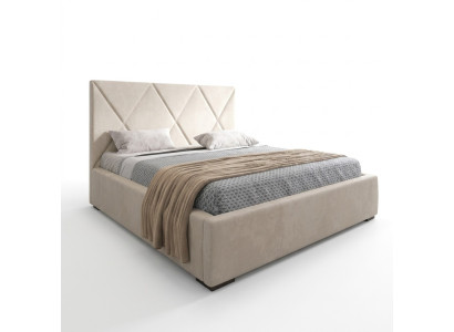 Bed Beige Double Bed Style Elegant Bed Upholstery Fabric Bedroom Modern New