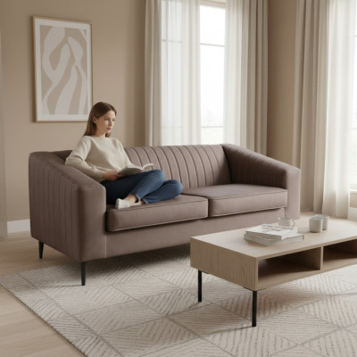 Sofa 2 Seater Brown Sofas Seat Living Room Modern Design Upholstery Fabric Elegant