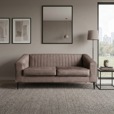 Sofa 2 Seater Brown Sofas Seat Living Room Modern Design Upholstery Fabric Elegant