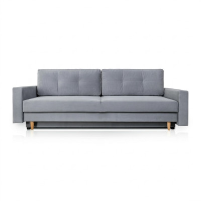 Comfortable and functional extendable 3-seater sofa in light gray color in modern style
