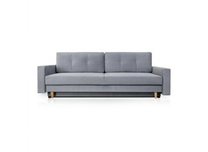 Comfortable and functional extendable 3-seater sofa in light gray color in modern style