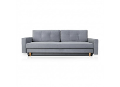 Comfortable and functional extendable 3-seater sofa in light gray color in modern style