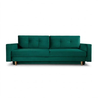Functional and ultra comfortable 3-seater sofa bed in luxurious green