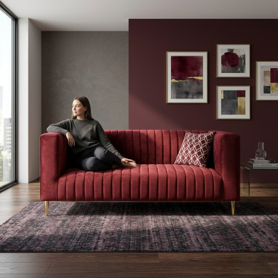 Sofa 2-Seater Pink Living Room Modern Design Luxury Wood Furniture Upholstery Fabric New