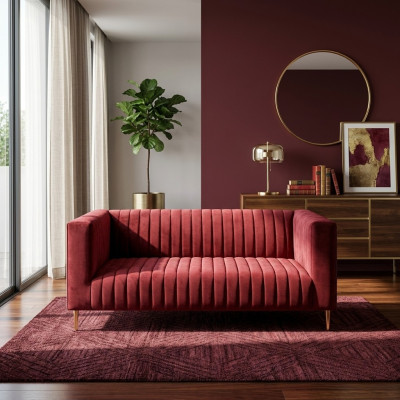 Sofa 2-Seater Pink Living Room Modern Design Luxury Wood Furniture Upholstery Fabric New