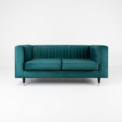 Sofa 2-Seater Green Elegant Modern Luxury Design Wood Furniture Upholstered Fabric New