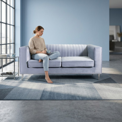 Sofa 2-seater gray elegant modern luxury design wood furniture upholstery fabric new