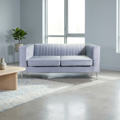 Sofa 2-seater gray elegant modern luxury design wood furniture upholstery fabric new