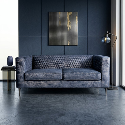 2-seater sofa blue elegant modern luxury design wood furniture upholstery fabric new