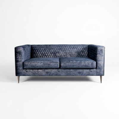 2-seater sofa blue elegant modern luxury design wood furniture upholstery fabric new