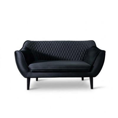Sofa 2-seater black modern living room luxury design wood furniture upholstery fabric
