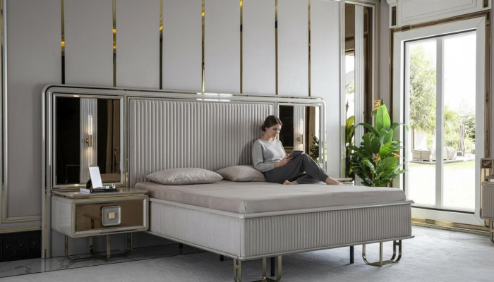 Bed White Beautiful Design Modern Double Beds Bedroom Elegant Furniture New