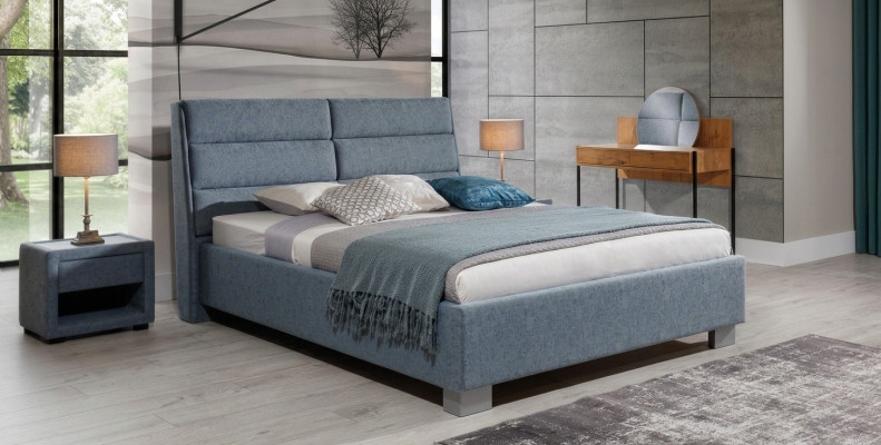 Bedroom set blue bed beautiful 2x nightstands complete set luxury new 3-piece.