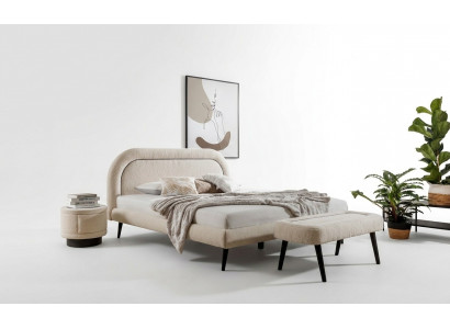 Bedroom set white bed elegant 2x nightstands luxury stool modern.