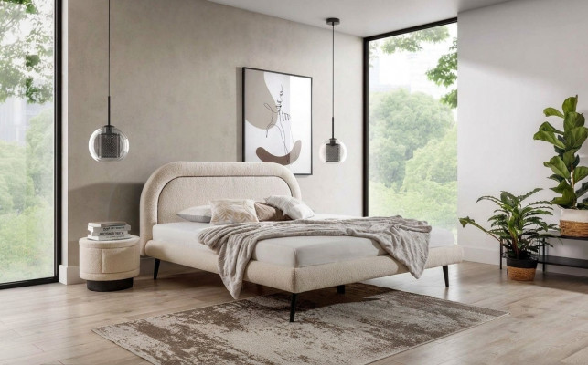Bedroom Set White Bed Elegant 2x Nightstands Luxury Wood Modern 3-Piece.