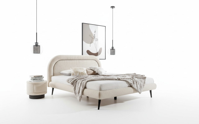 Bedroom Set White Bed Elegant 2x Nightstands Luxury Wood Modern 3-Piece.