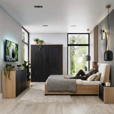 Wardrobe Black Wood Bedroom Design Modern Furniture Wardrobe Cabinet