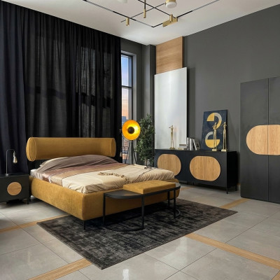 Bed Yellow Beautiful Design Modern Bedroom Double Beds Elegant Furniture