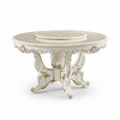 White Round Dining Table Classic Dining Room Luxury Wood Tables Elegant Design