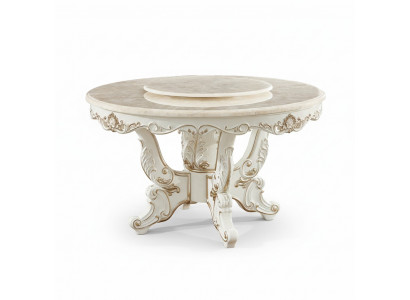 White Round Dining Table Classic Dining Room Luxury Wood Tables Elegant Design