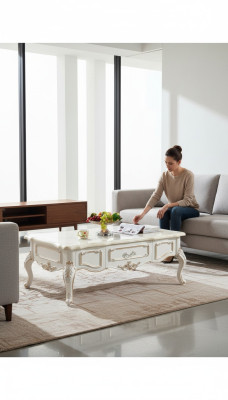 Coffee table white tables living room elegant classic design furniture