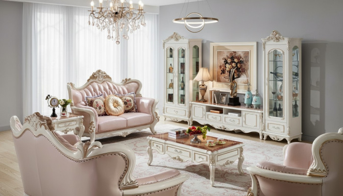 Showcase white luxury living room furniture wood glass design elegant classic