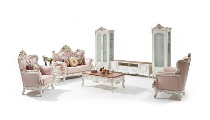 Showcase white luxury living room furniture wood glass design elegant classic