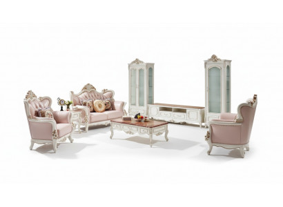 Showcase white luxury living room furniture wood glass design elegant classic