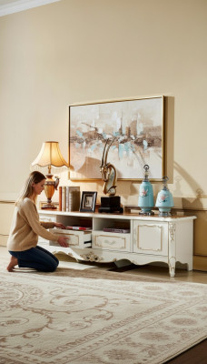 Sideboard White Luxury Elegant Living Room Dresser Cabinets Lowboard Furniture New