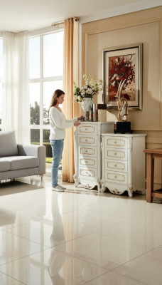 Bedroom Set White Design Elegant 2x Chest of Drawers Classic Furniture Luxury 2-piece.